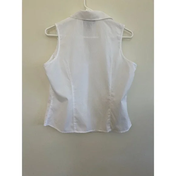 Jones New York Signature White Cotton Eyelet Lace Sleeveless Blouse Petite M - Picture 2 of 4